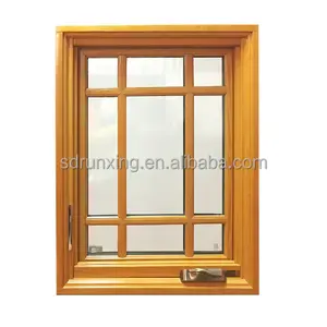 OEM de alta calidad y rentable diseño de ventana de madera insonorizada de madera y ventana de manivela de aluminio