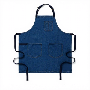 Delantal unisex de lona de algodón marrón oscuro con bolsillos para uniforme de camareros de restaurante y bar - Product Image 5