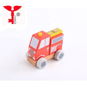 Rouge de voiture de pompier enfants jouent <span class=keywords><strong>jeu</strong></span> de blocs en bois blocs jouet - Product Image 6