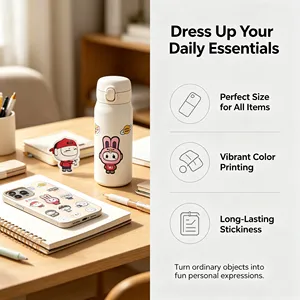 Cute Cartoon Vinyl Stickers Irregular Shape Strong <b>Stickiness</b> for Daily Essentials - Product Image 1