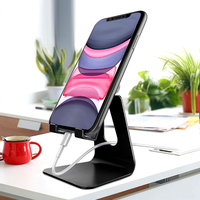 Soporte de teléfono móvil ajustable de escritorio de aluminio, base, soporte, compatible con Apple Samsung y otros teléfonos móviles