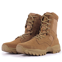 Bottes tactiques LUDEY en daim, hauteur mi-mollet, antidérapantes, respirantes, semelle extérieure en caoutchouc, fermeture éclair
