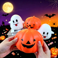 Kedatangan Baru Labu Oranye Tersenyum Hantu Putih Lucu Mainan Mini Lembut yang Lambat Mengembang 11/15cm untuk Pesta Halloween.