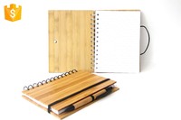 A6 80 Blatt kunden spezifisch recyceln Holz Bambus Abdeckung Spiral Notebook mit Stift