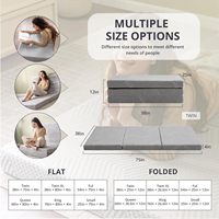Matelas pliable 4 pouces Matelas en mousse à mémoire de forme pliable en trois parties pour le camping Lit d'appoint Housse lavable et fond antidérapant