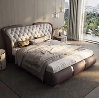 Nouveau lit king-size de luxe en cuir, style américain, pour chambre principale, design moderne haut de gamme