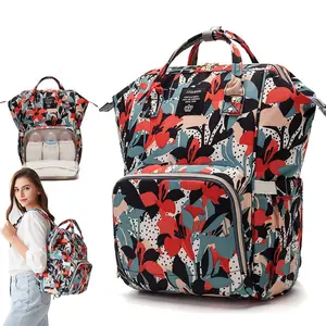 LEQUEEN flower print large size nappy mother nursing baby diaper bag manufacturers in china