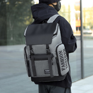 <b>Large</b> Capacity <b>Backpack</b> For Youth Gray And Black Splicing Design 16 Inch Laptop Compartment Everyday Use - Product Image 1