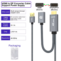 Câble ULT-unite 4K 60Hz plaqué or en alliage d'aluminium tressé pour DP, 0,2 m, CE/FCC/RoHS, garantie 1 an