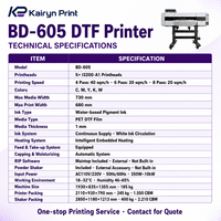 Imprimante DTF BD-605 à 5 têtes, 680 mm, 40 m²/h, I3200 CMYKW, production 24/7 pour l'impression textile en gros sur t-shirts