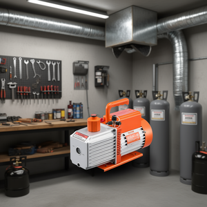 Pompe à vide rotative à aubes Vevor 9 CFM, 2 étages, pour systèmes HVAC, design industriel en aluminium, montage au sol, 1 CV, 120 V - Product Image 2