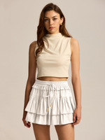 Jupe-short personnalisable pour femme avec cordon de serrage, style européen et américain, taille haute, ornée de perles, nouvelle collection été