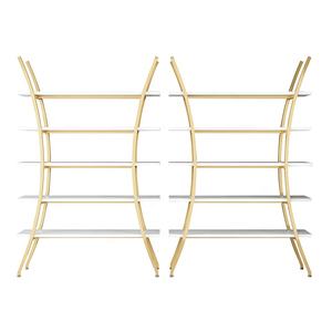 Ahorro de espacio Zapatería de lujo Muebles Zapatos de metal dorado Soporte de exhibición Estante para tienda minorista 3 compradores - Product Image 6