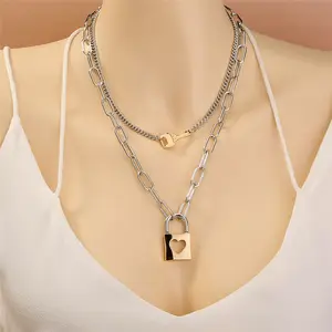 NC-0651 En Gros de mode 2021 logo personnalisé rose bijoux en or chaîne collier pendentif femmes designer collier de verrouillage pour womence