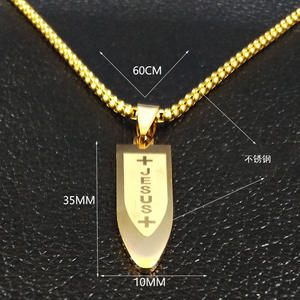 قلادة صليب يسوع من الفولاذ المقاوم للصدأ للرجال والنساء، قلادة على شكل رصاصة مع الزركون، مجوهرات رجالية - Product Image 5