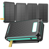 Batterie solaire portable 20000mAh avec panneaux solaires pliables en 3 parties, charge Type-C PD, design robuste et étanche, lampe torche LED 2W