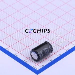 Condensateur électrolytique en aluminium à montage traversant 35YXF330MFFC10X16, composant à montage traversant THT, D10xL16mm 330uF 20% 35V 5mm - Product Image 1