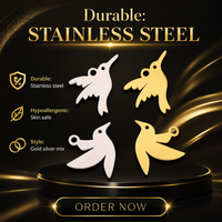 Breloques creuses en forme d'oiseau et de papillon en acier inoxydable doré et argenté, pendentifs ailes pour la création de bijoux DIY et accessoires faits main