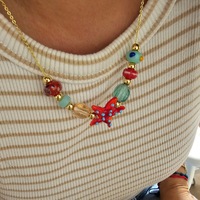 Nouvelle perle d'étoile de mer de verre et collier de perles mélangées surfeur coquille de mer perle de rocaille d'été grande étoile hippocampe tour de cou bijoux