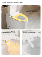 WC intelligent moderne carré en céramique monobloc pour hôtels, avec bidet intégré, chasse d'eau à capteur au pied et siphon en S inclus