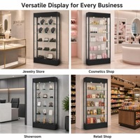 Neu Eingetroffene Vitrine aus Gehärtetem Glas mit Aluminiumrahmen, LED-Beleuchtung, 5 Verstellbaren Regalen, Abschließbarer Tür, Großhandel