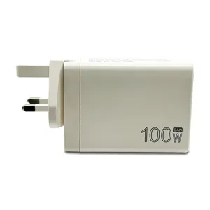 最畅销的100W GaN壁式充电器4端口3C1A USB-C电源适配器，带苹果笔记本电脑的英国插头