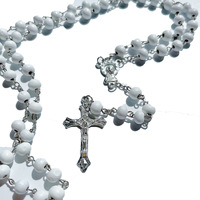 Collier unisexe en alliage vintage Shino, perles catholiques, 6 couleurs mélangées, parfum rose blanche, cadeau transfrontalier très populaire