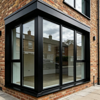 Système de fenêtres à baies d'angle modernes en aluminium sur mesure, double vitrage, fenêtre fixe et à battants, pour architecture résidentielle
