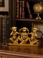 Figurine des Trois Singes Sages, Ne voient pas le mal, n'entendent pas le mal, n'en parlent pas, sculpture en résine dorée, décoration de bureau, de maison, cadeau