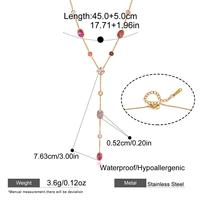 Collier Y en zircon 5A coloré, chaîne de luxe en acier inoxydable, anti-ternissement, pour femme, usage quotidien et accessoire de fête – Vente chaude