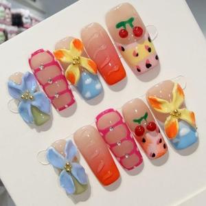 <span class=keywords><strong>Uñas</strong></span> Postizas <span class=keywords><strong>de</strong></span> Lujo Hechas a Mano, Forma Cuadrada Mediana, Estilo Y2K, para Fiesta, <span class=keywords><strong>Uñas</strong></span> Artificiales Personalizadas, Venta al Por Mayor - Product Image 4
