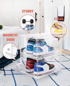 صندوق عرض أحذية شفاف من الأكريليك قابل للطي مع باب مغناطيسي، حافظة منظمة مخصصة مقاومة للأشعة فوق البنفسجية - Product Image 4