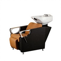 Fauteuil de coiffure en métal Dongkai avec lavabo en céramique, pivotant et doté d'accoudoirs, pour salon de coiffure et barbier