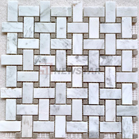 Vente en gros de mosaïque de marbre à texture tissée naturelle Carrelages de sol de salle de bain de style européen Carrelages de mosaïque de salle de bain rétro noir et blanc