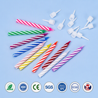 Bougies d'anniversaire fines multicolores arc-en-ciel - Bougies de fête à combustion propre et non toxiques avec supports de qualité alimentaire OEM/ODM