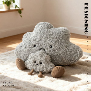 Kawaii 16/42/52cm triste viso scuro cuscino nube peluche imbottito cuscino naturale per la decorazione della casa - Product Image 5