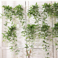 Haute Qualité En Gros Nordique Simulation Plante Feuille De Lotus Crème Clématite Vert Fausses Fleurs Rotin En Soie
