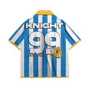 เสื้อฟุตบอลลายทางสไตล์วินเทจทำจากโพลีเอสเตอร์พิมพ์ซับลิเมชันเสื้อฟุตบอลทรงโอเวอร์ไซส์เข้ารูปเสื้อผ้า100% - Product Image 2