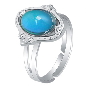 Gran joyería Bohemia termocrómica, venta al por mayor, anillos de piedras preciosas mixtas ajustables de plata Vintage para lote de mujeres - Product Image 6