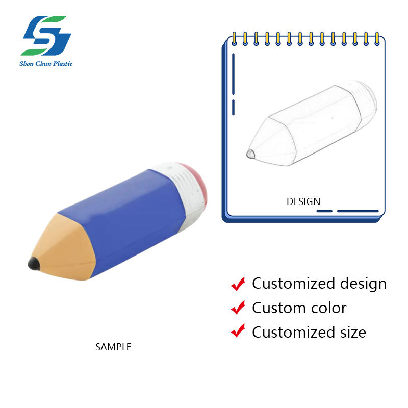 Wholesale Custom Pencil Design PU Foam Stress Ball Tactile Sensory Anxiety Relief Squeeze Toy Logo Printing Promotional Gift