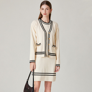 Primavera tinta unita in maglia <span class=keywords><strong>sexy</strong></span> abito abito sottile due pezzi in maglia <span class=keywords><strong>cardigan</strong></span> con abito due pezzi set da donna - Product Image 6