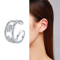 Anting-anting klip tanpa tusuk model bunga matahari dari perak sterling 925 asli untuk wanita
