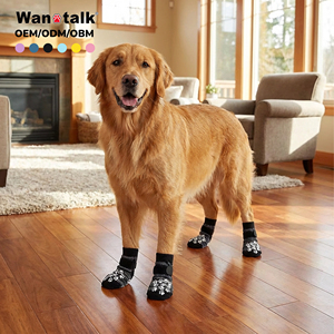 Accessoires pour animaux de compagnie, chaussettes pour chien personnalisées, intérieur/extérieur, antidérapantes, protection des pattes, vêtements pour chiot, coton, écologiques, confortables, rayées - Product Image 1