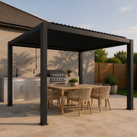 Pergola manuelle d'extérieur, gazebo, pavillon pour hôtel, villa, complexe hôtelier, cour, patio, restaurant, pelouse, terrasse, jardin, ombrage