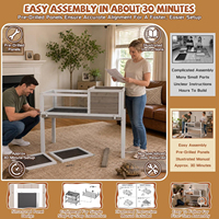 Enclos pour tortues de style meuble, habitat à double zone avec zone d'abri et support de lampe intégré, accessoires pour animaux de compagnie, vente en gros