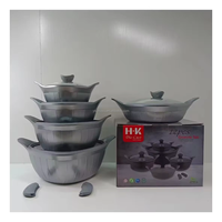 Ensemble de casseroles en granit, marbre noir, aluminium, 12 pièces, antiadhésif