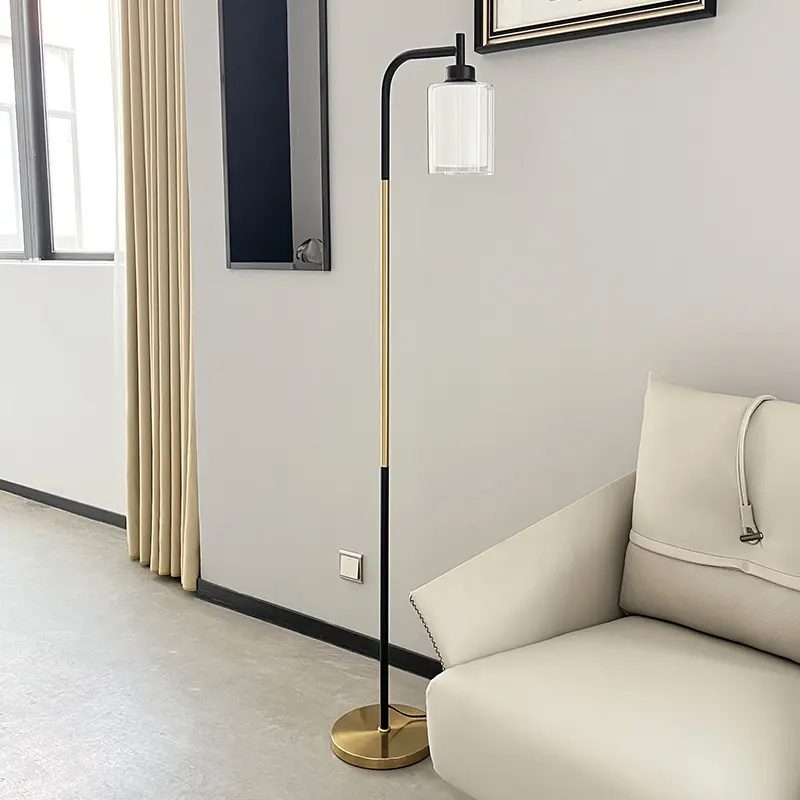Nordic luxo assoalho luz permanente coluna moderna arte-vidro preto sala lâmpada de assoalho