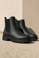 Bottines Chelsea à bout rond avec empiècement élastique et semelle épaisse à crampons, noires, pour femme, automne-hiver, chaussures décontractées, OEM ODM