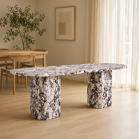 Table à manger en marbre Calacatta Viola naturel, mobilier minimaliste adapté aux cuisines haut de gamme, salles à manger et hôtels
