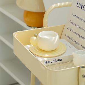 Taza de café de cerámica Copenhague de 250 ml con asa redonda y juego de platillo de color sólido para el té de la tarde - Product Image 4